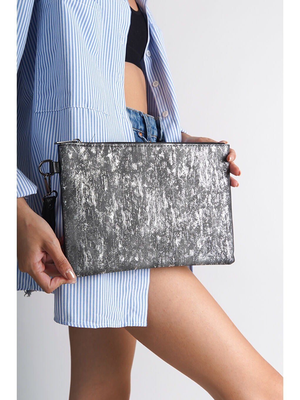 Siyah Paris Kadın Clutch Çanta-1