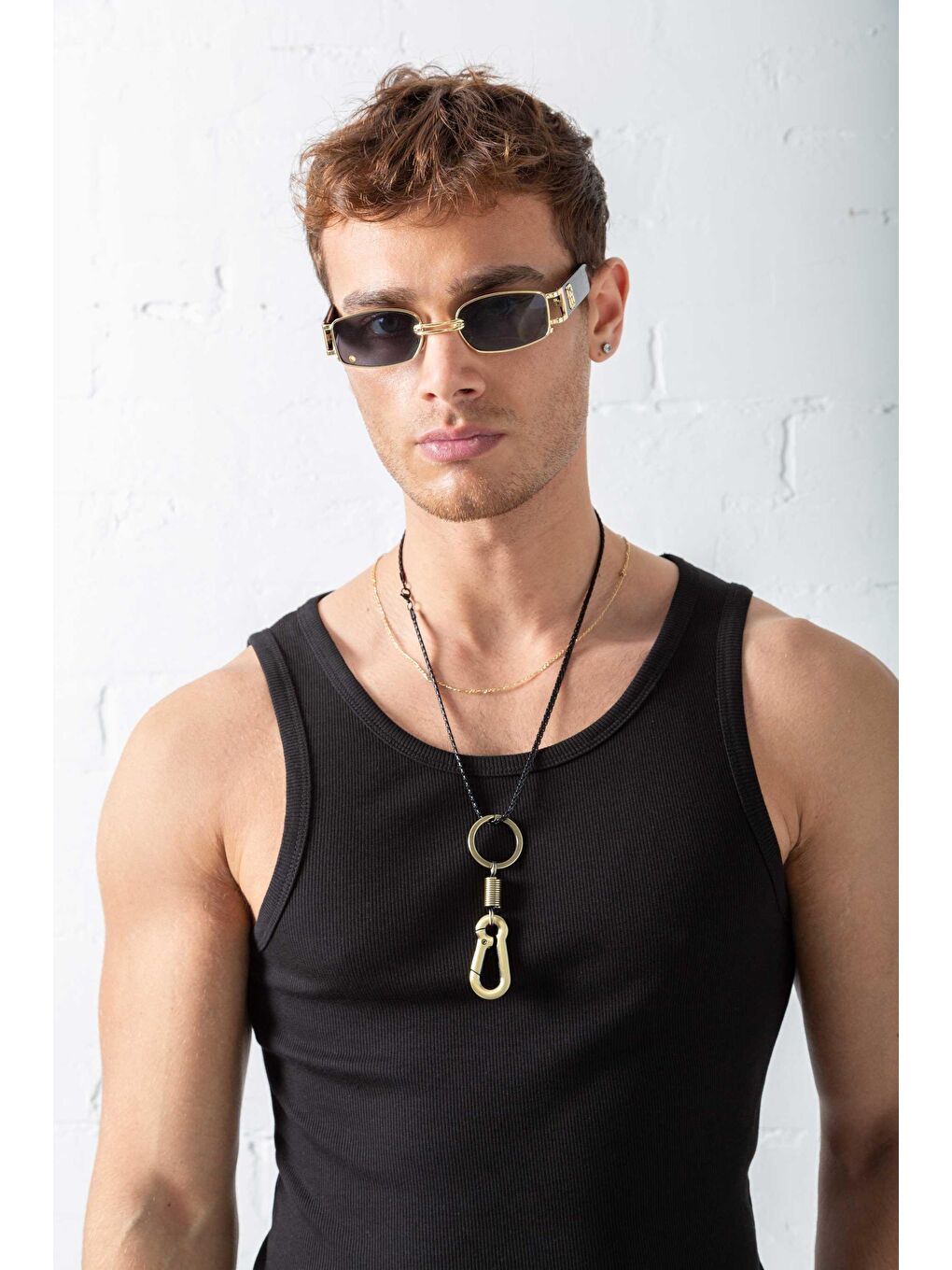 Erkek Fitilli Dar Kalıp Kolsuz Tişört Siyah-3