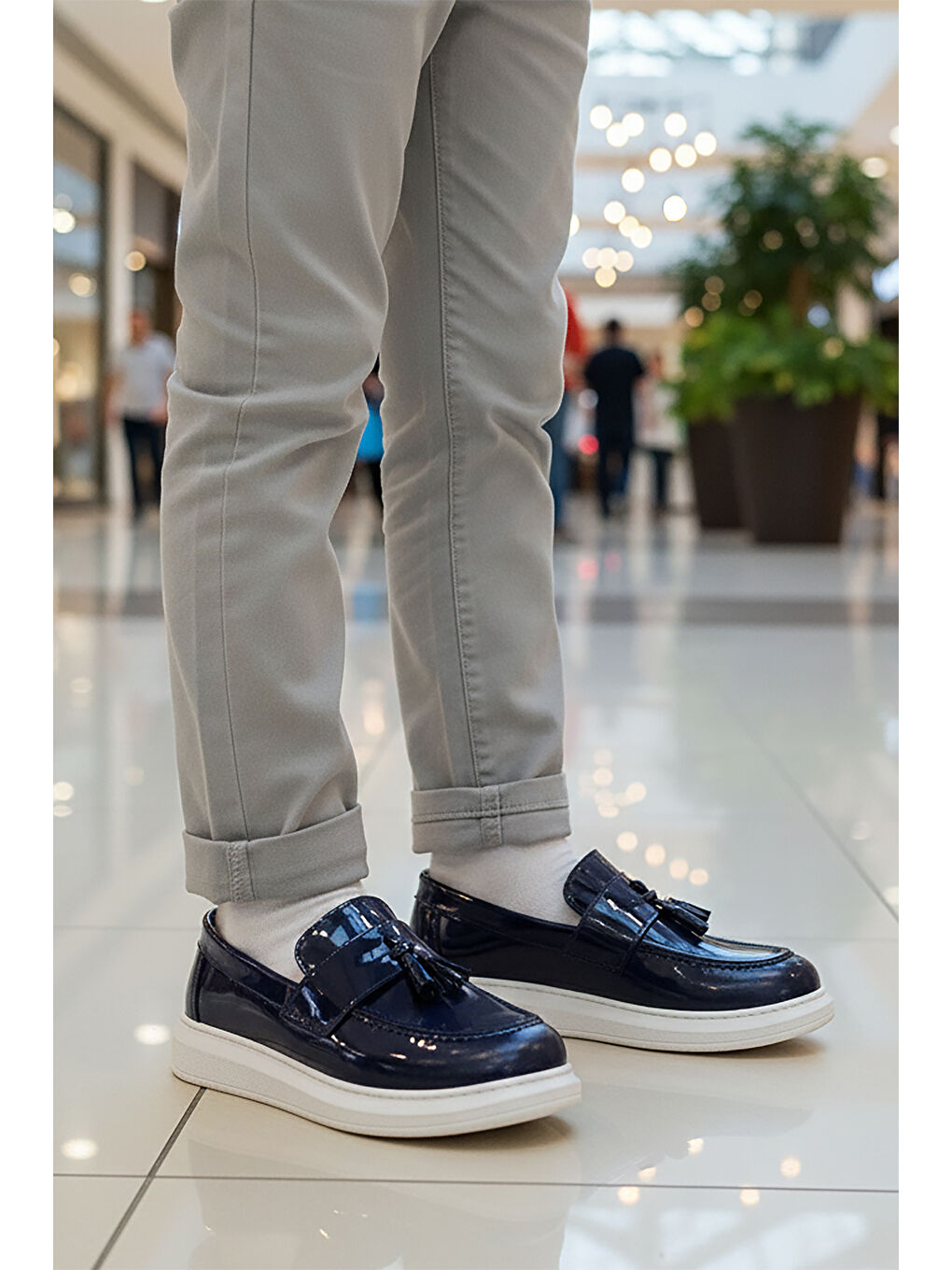 Lacivert Tula Rugan Fiyonklu Erkek Çocuk Sünnet Ayakkabı-2