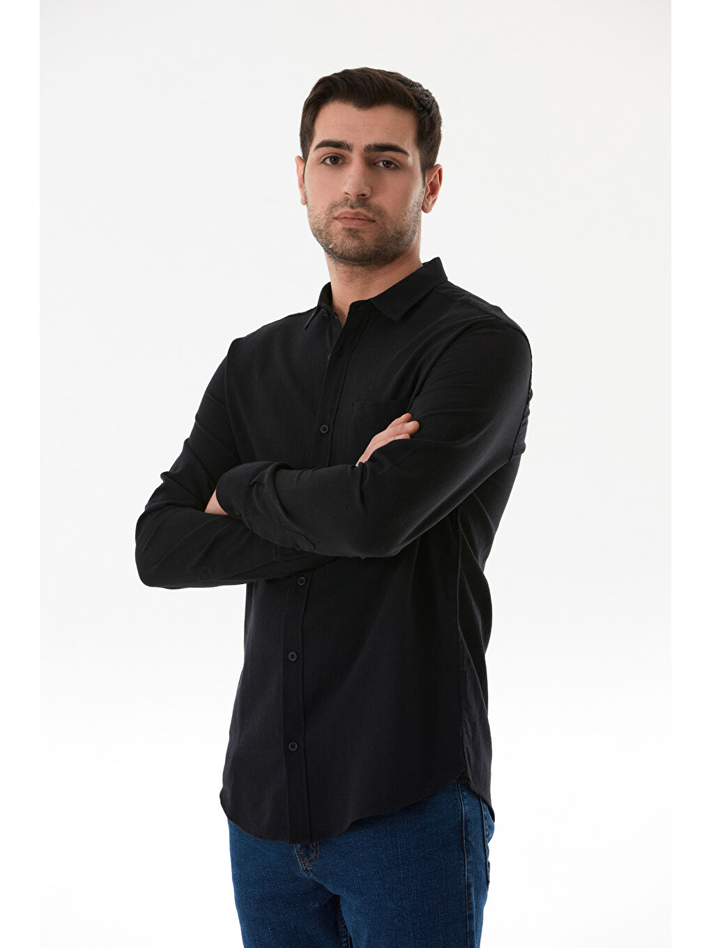 Siyah Basic Cepli Düğmeli Gömlek-3