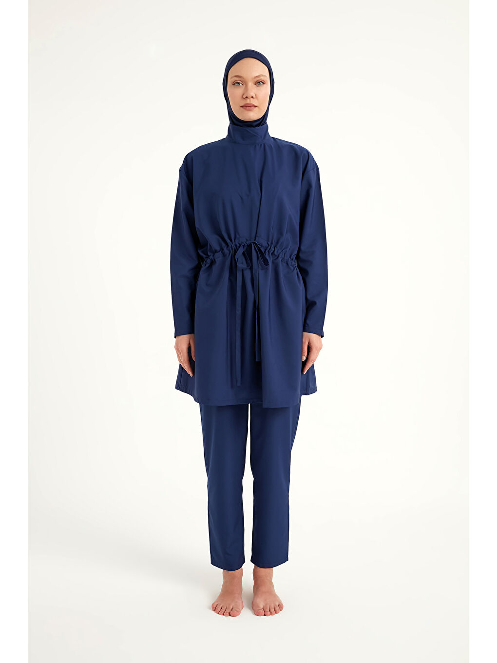 Lacivert Hakim Yaka Tam Kapalı Tesettür Mayo Takımı A2502-2-3