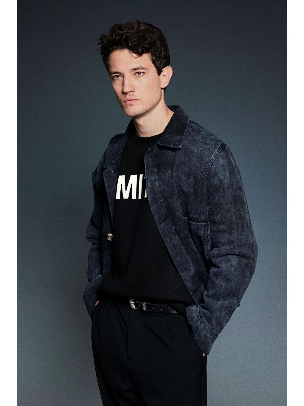 Erkek Boxy Fit Düğmeli Cepli Ceket Siyah-3