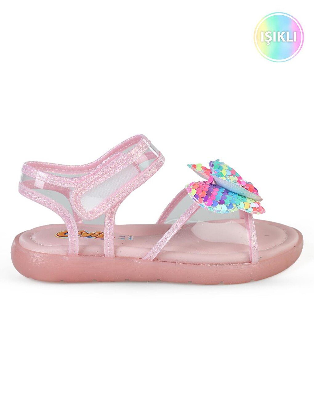 Pembe Girls Simli Kelebek 32- Sandalet - Pudra-3