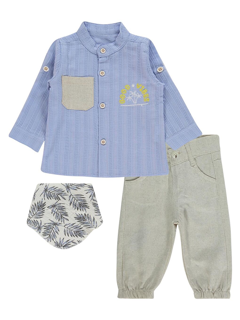 Fularlı 3 Lü 6-18 Ay Takım - Mavi 12-18 Ay-3