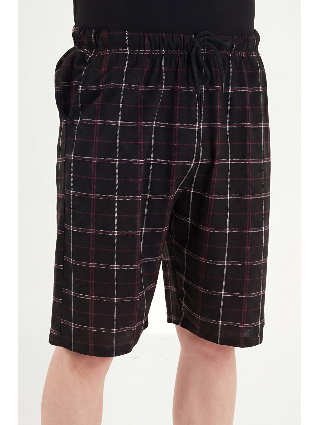 Siyah Pamuklu Regular Fit Bağlamalı Cepli Pijama Şort 6574004-5