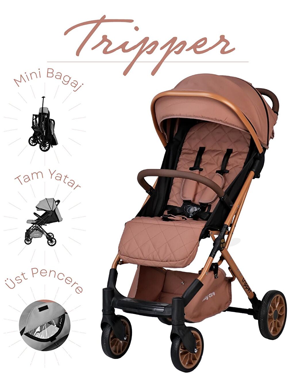 Tripper Kabin Boy Bebek Arabası - Kahverengi-1