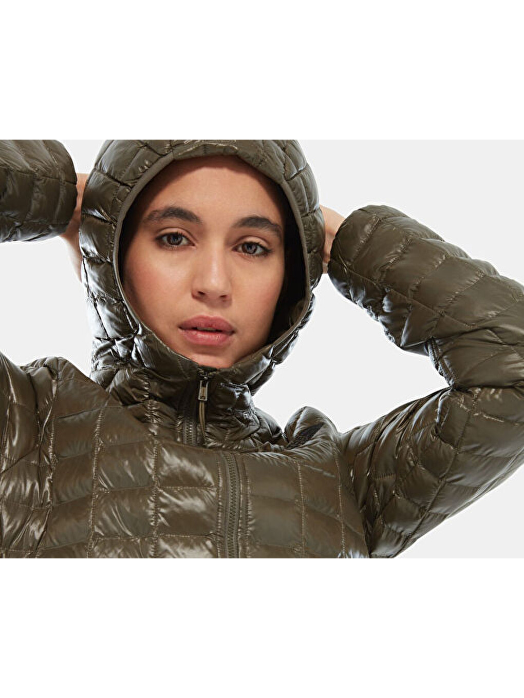North Face Yeşil Kadın Montu Nf0a3ygn21l1 W Eco Tball Hdie-5