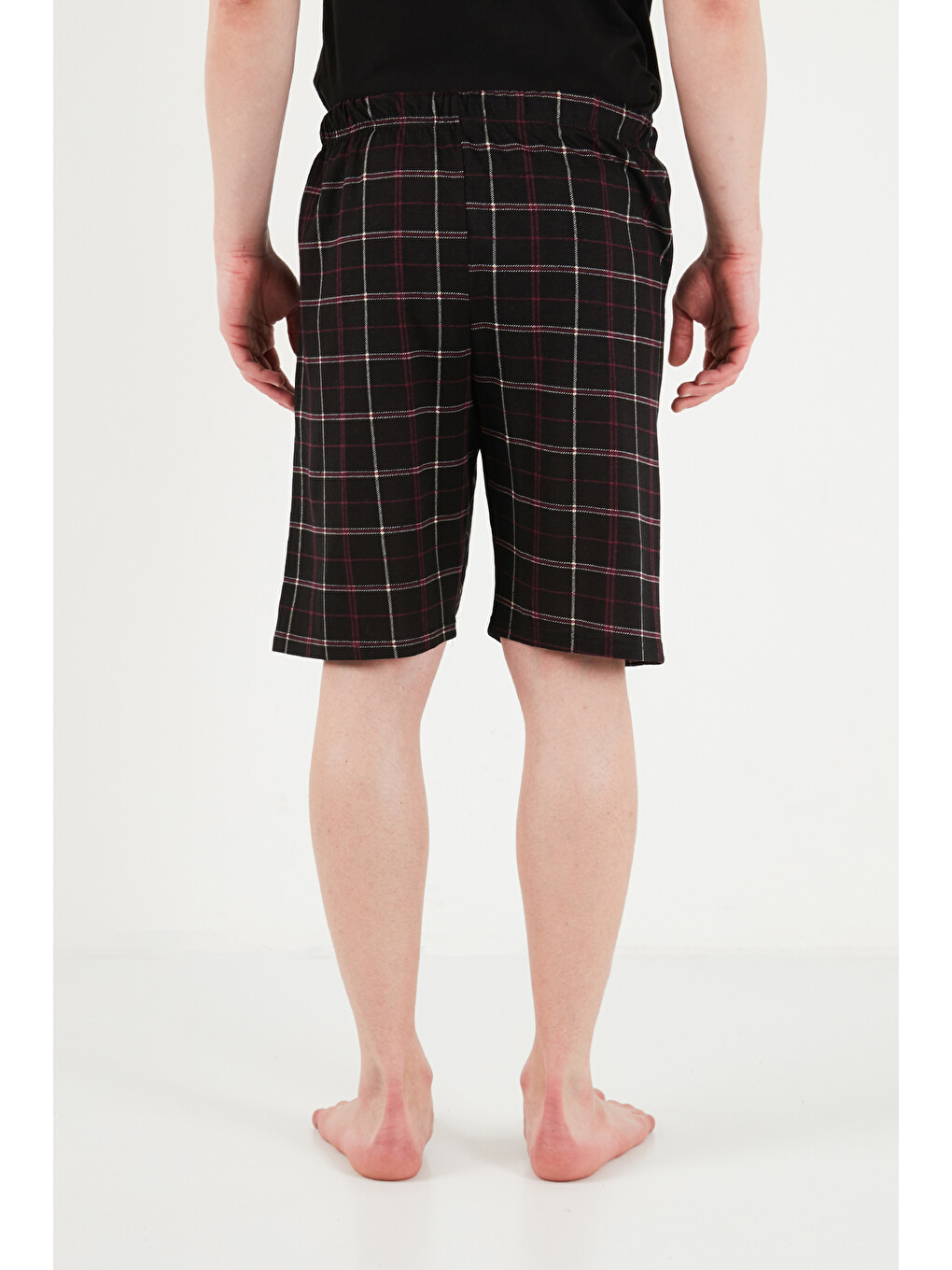 Siyah Pamuklu Regular Fit Bağlamalı Cepli Pijama Şort 6574004-6