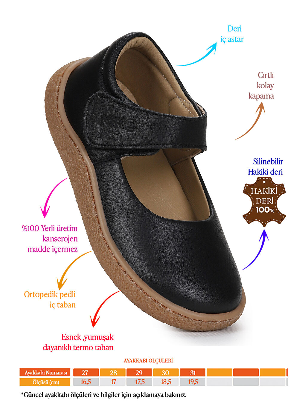 Siyah Lida %100 Deri Günlük Kız Çocuk Babet Ayakkabı-1