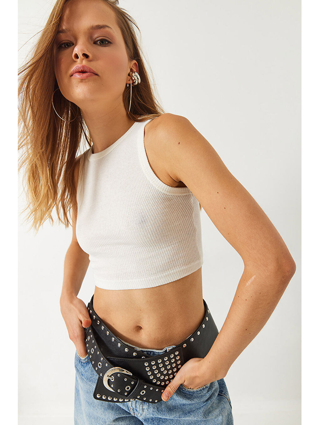 Bej Kadın Fitilli Kaşkorse İkili Bluz-2