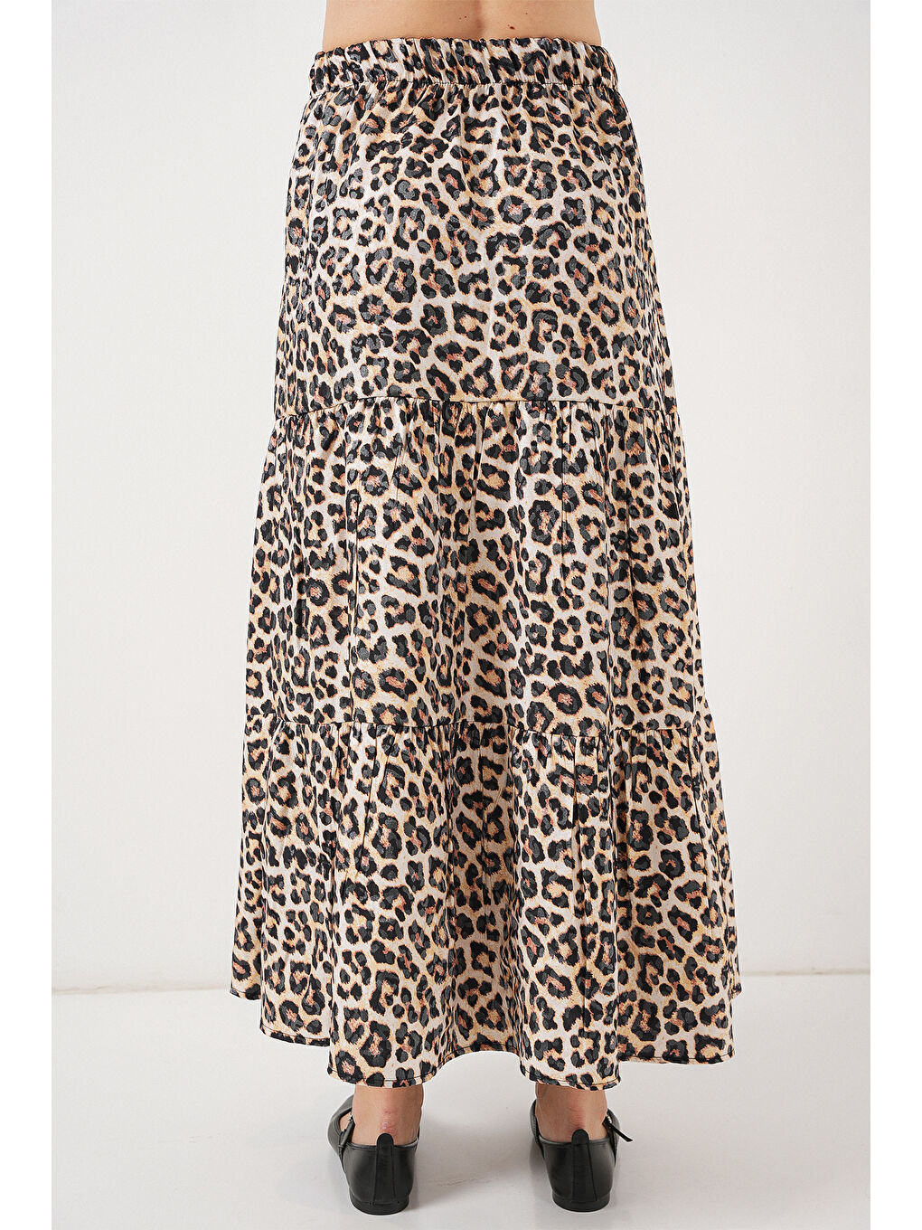 Kadın Desenli Uzun Etek 8053 - C. Kahverengi-5