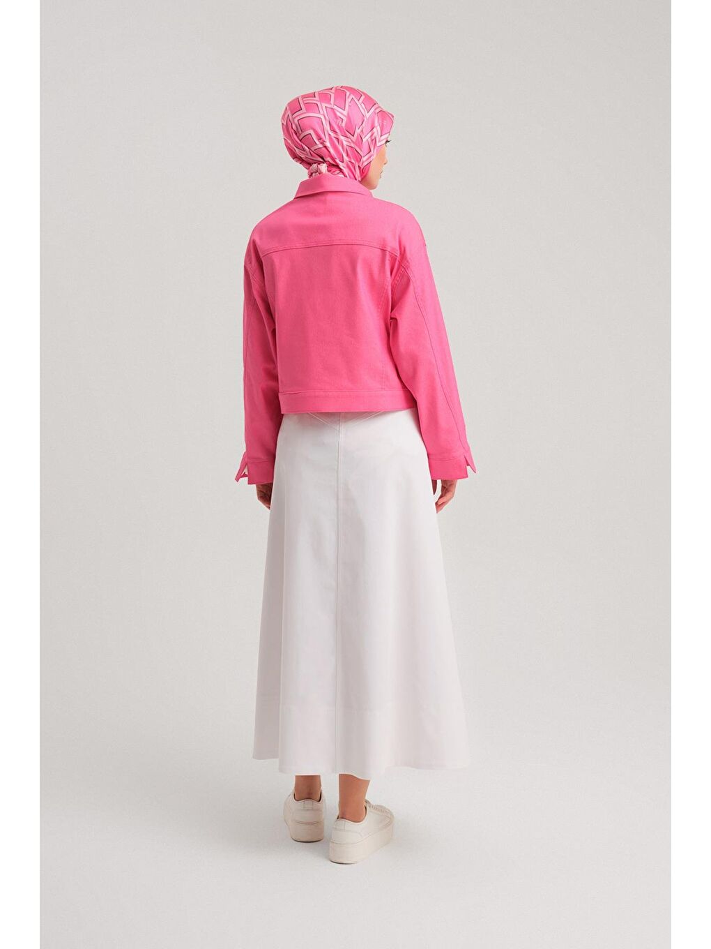 Pembe Kısa Denim Ceket 24Y5405 Orkide-6