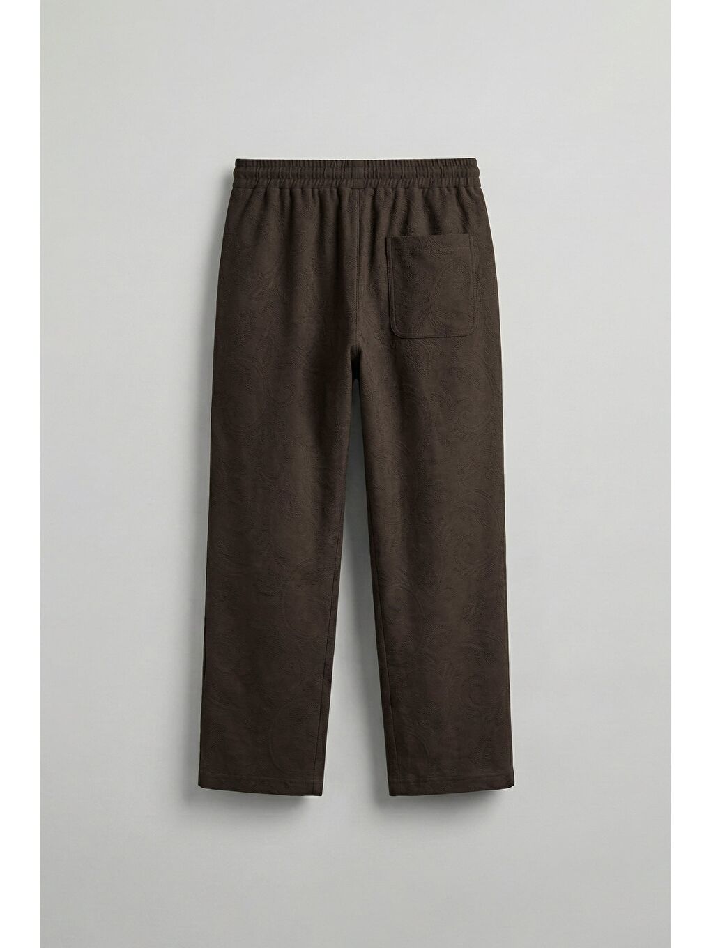 Erkek Relaxed Fit Jakar Desenli Bağcıklı Pantolon Kahverengi-1