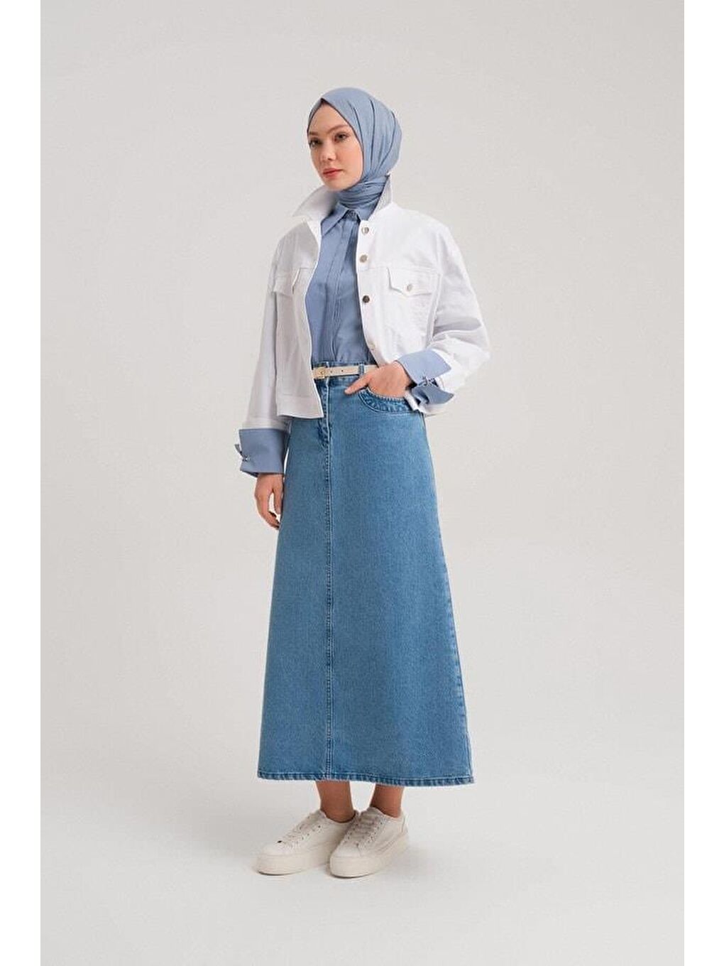 Kısa Denim Ceket 24Y5405 Beyaz-1