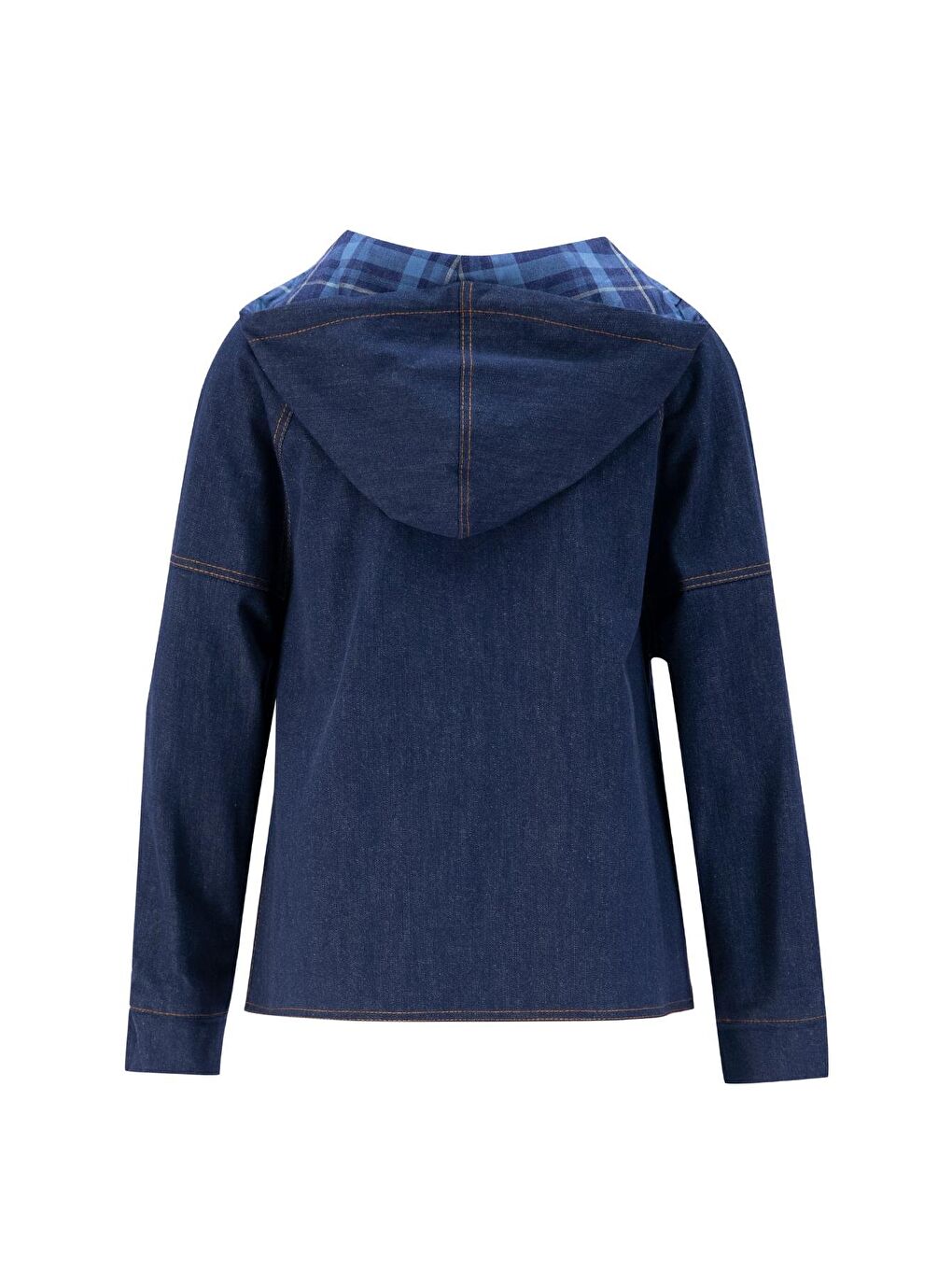 Ekose Astarlı Denim Ceket 24K5701 Lacivert-7