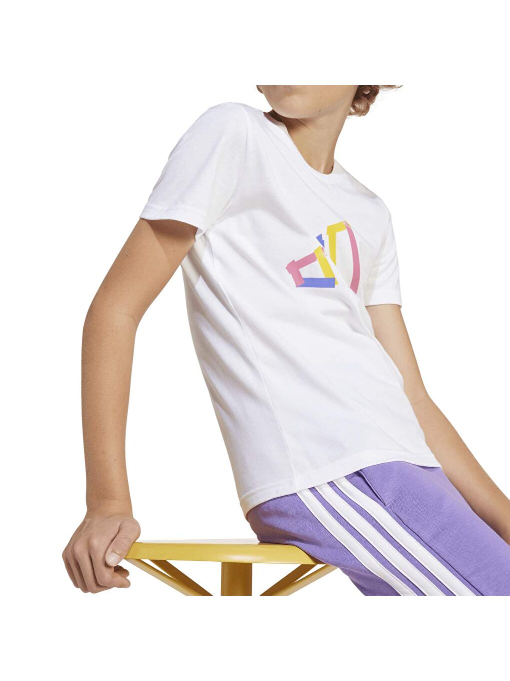 Tech Logo Graphic Çocuk Beyaz Yuvarlak Yaka Tişört-3