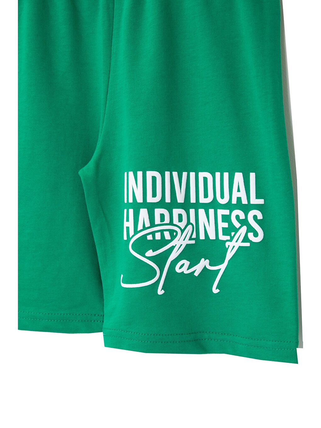 Yeşil Desenli Tişörtlü Erkek Çocuk Yazı Baskılı Şortlu Takım 23786-3