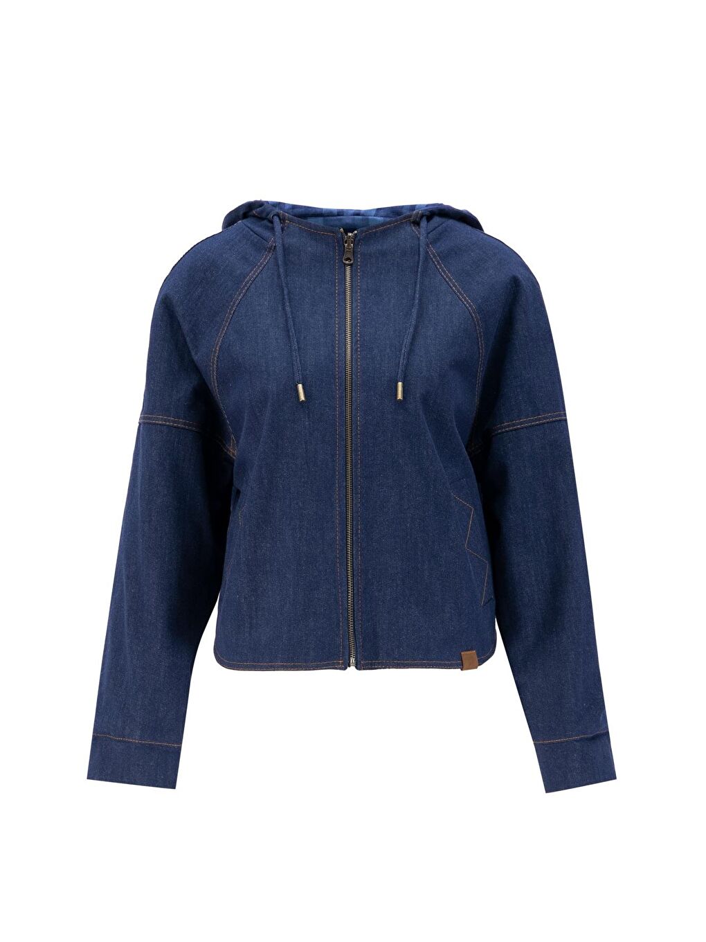 Ekose Astarlı Denim Ceket 24K5701 Lacivert-8