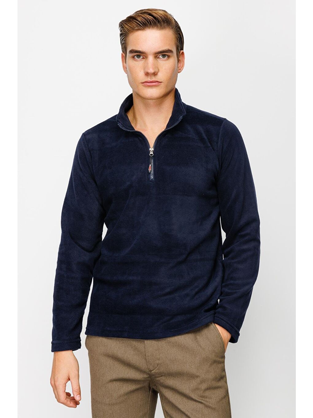 Erkek Lacivert Yarım Fermuar Polar-3