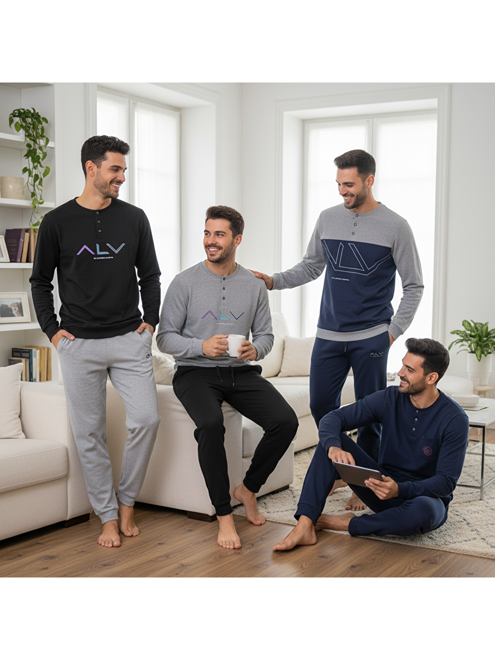 Karışık Erkek Pamuklu Bohçalık Ve Çeyizlik 4 Adet 2'Li Pijama Takımı Bb2483-2