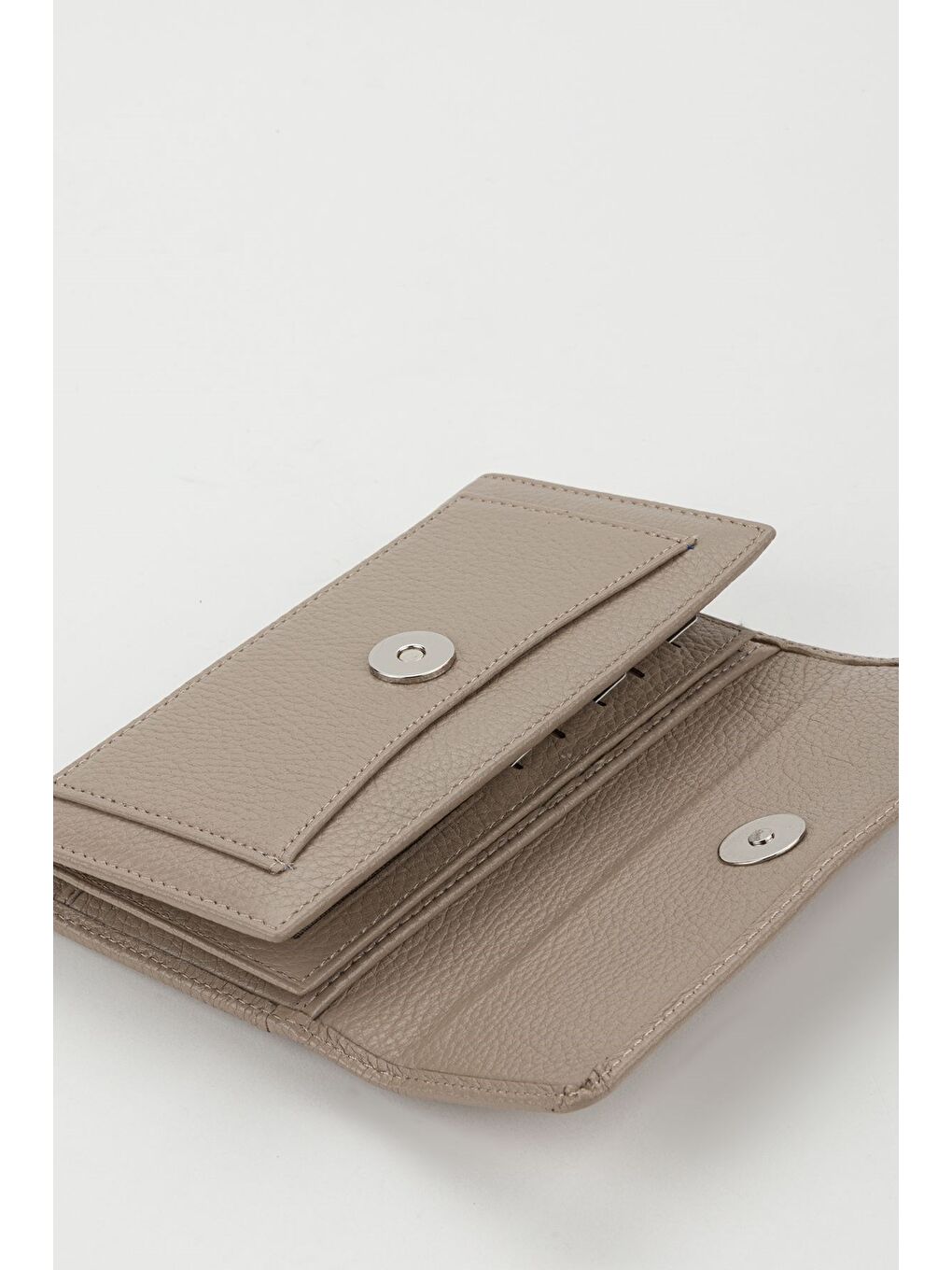 Bej Kutulu Hakiki Deri Mavi Orta Boy Çok Gözlü Kadın El Portföyü Kartlık Cüzdan-4