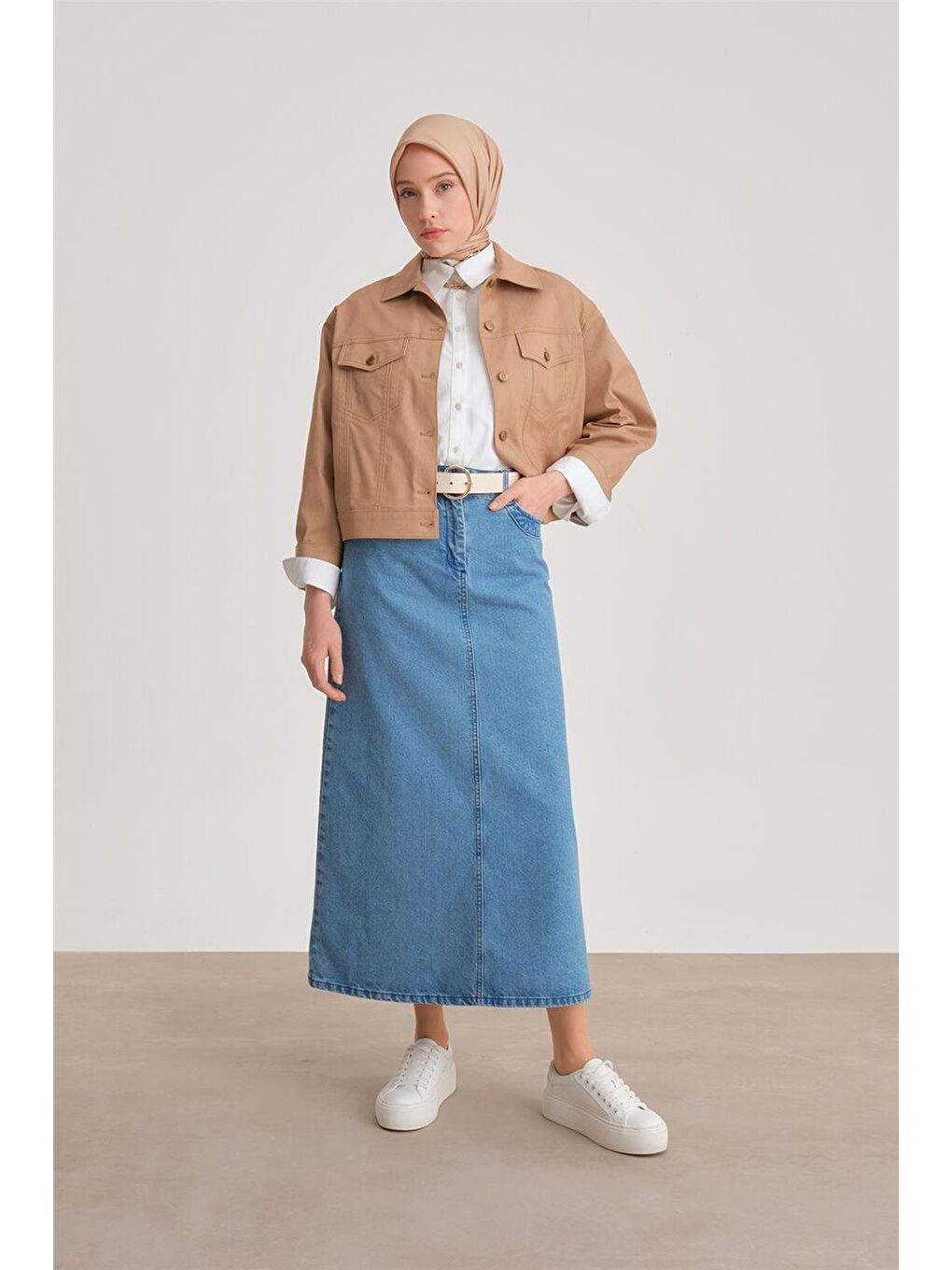 Kahverengi Kısa Denim Ceket 24Y5405 Camel-2