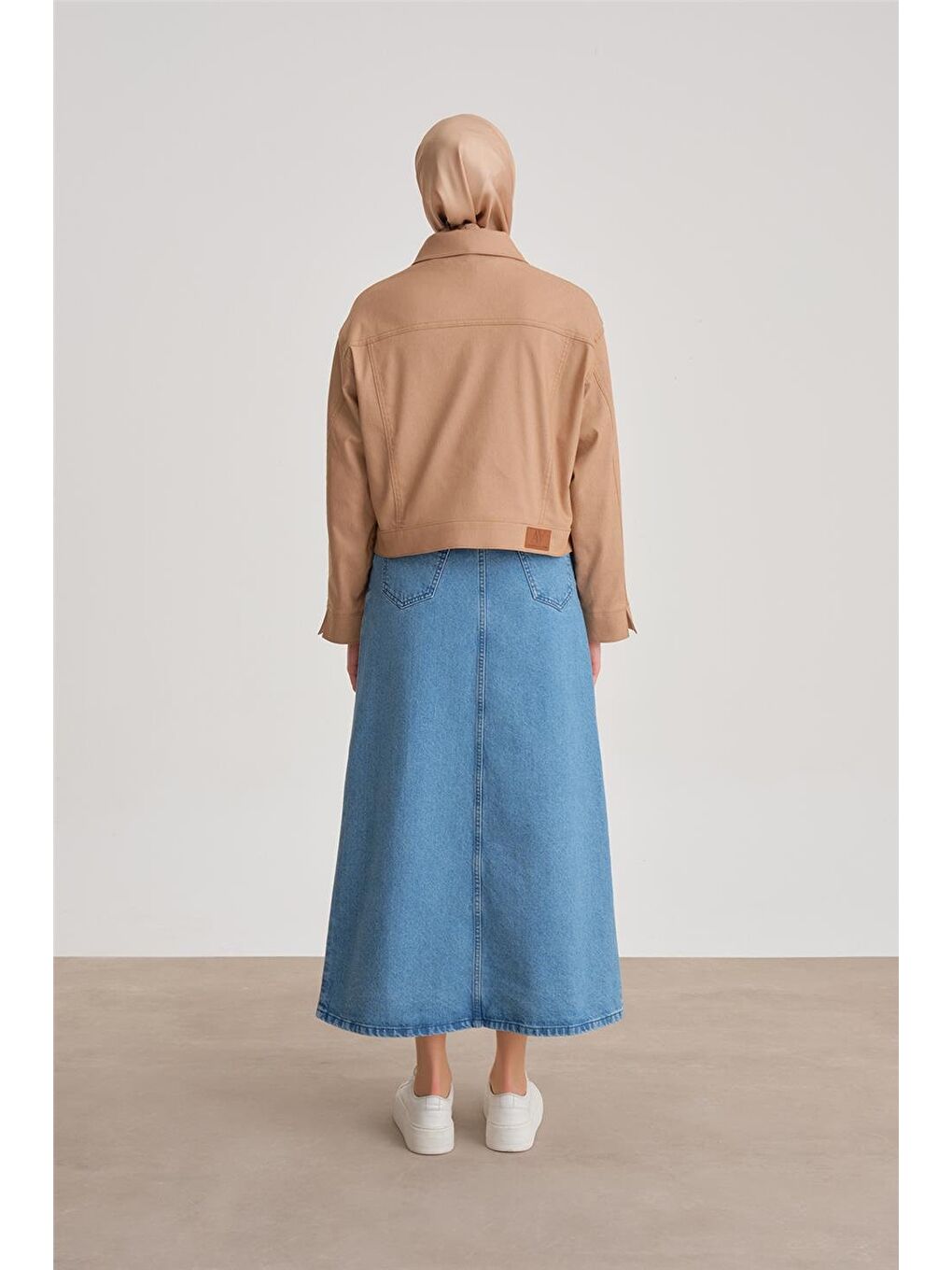 Kahverengi Kısa Denim Ceket 24Y5405 Camel-4