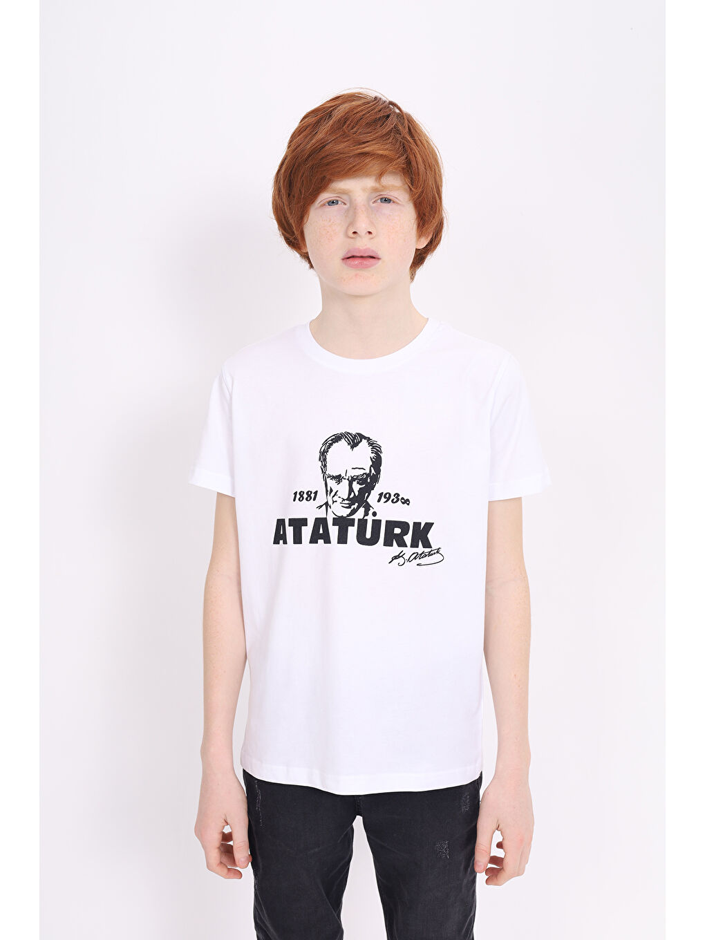 Beyaz Unisex Çocuk Baskılı Tişört-5