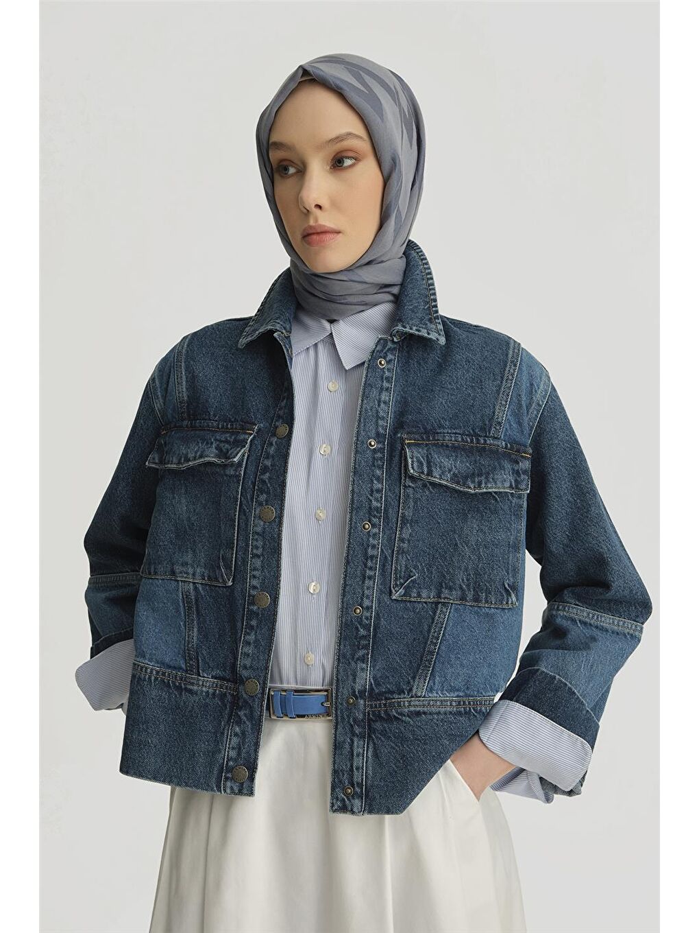 Mavi Patchwork Denim Ceket 25Yd9120 İndigo-3