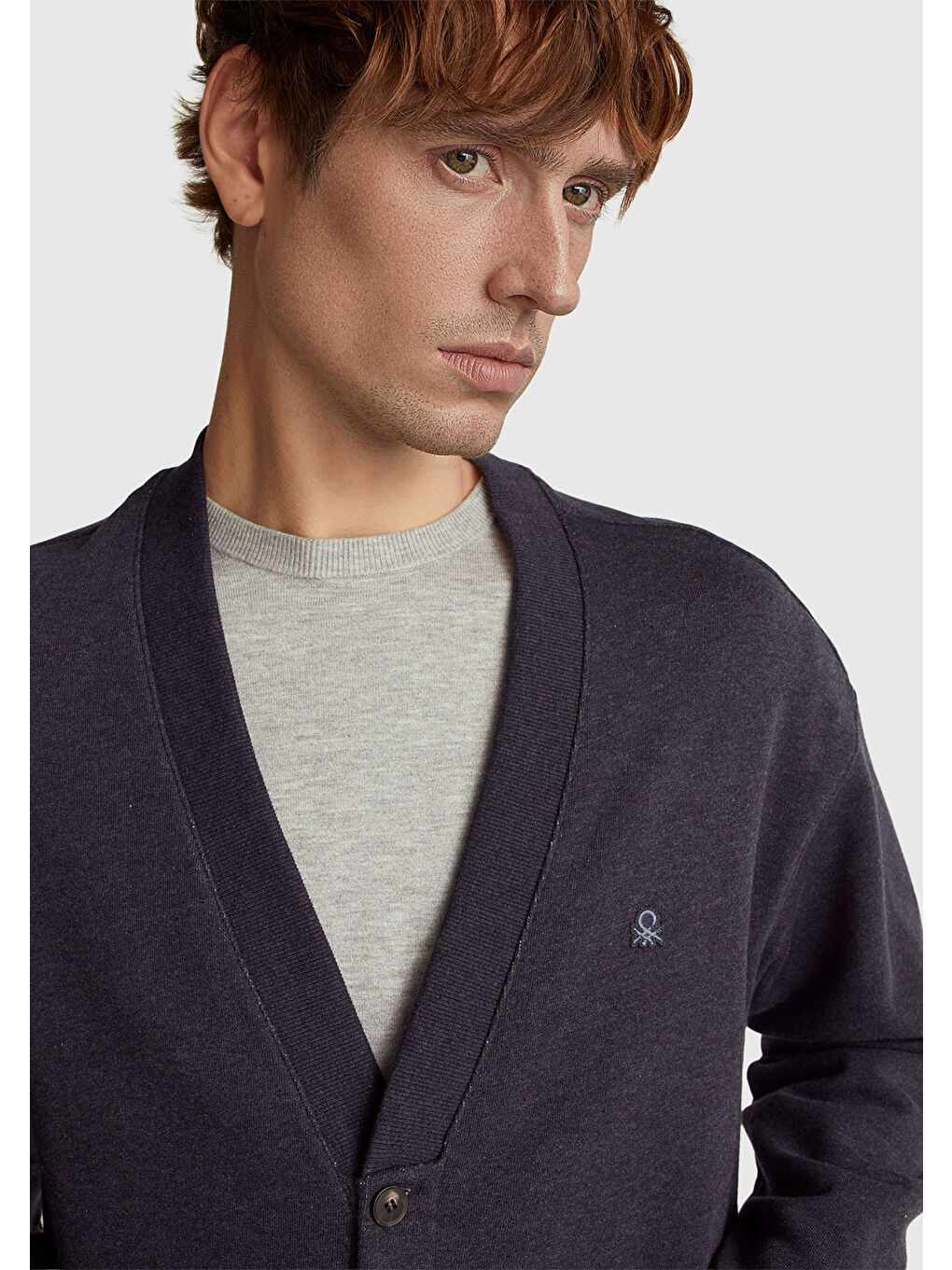 Erkek Lacivert %100 Pamuk Logo İşlemeli Cep Detaylı Düğmeli Hırka-5