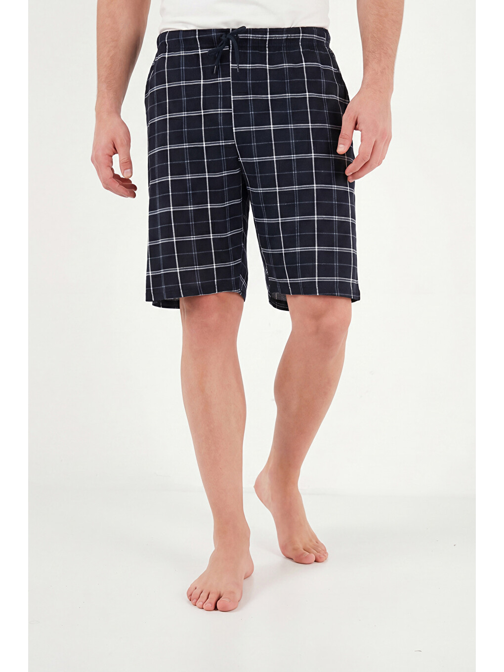 Lacivert Pamuklu Regular Fit Bağlamalı Cepli Pijama Şort 6574004-1