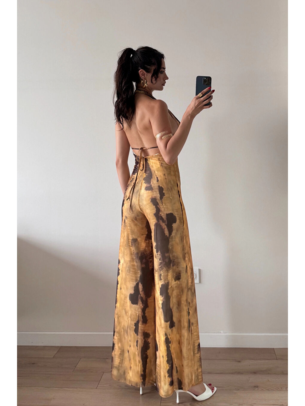 Kadın Sarı Halter Yaka Tulum 1017-2539-1