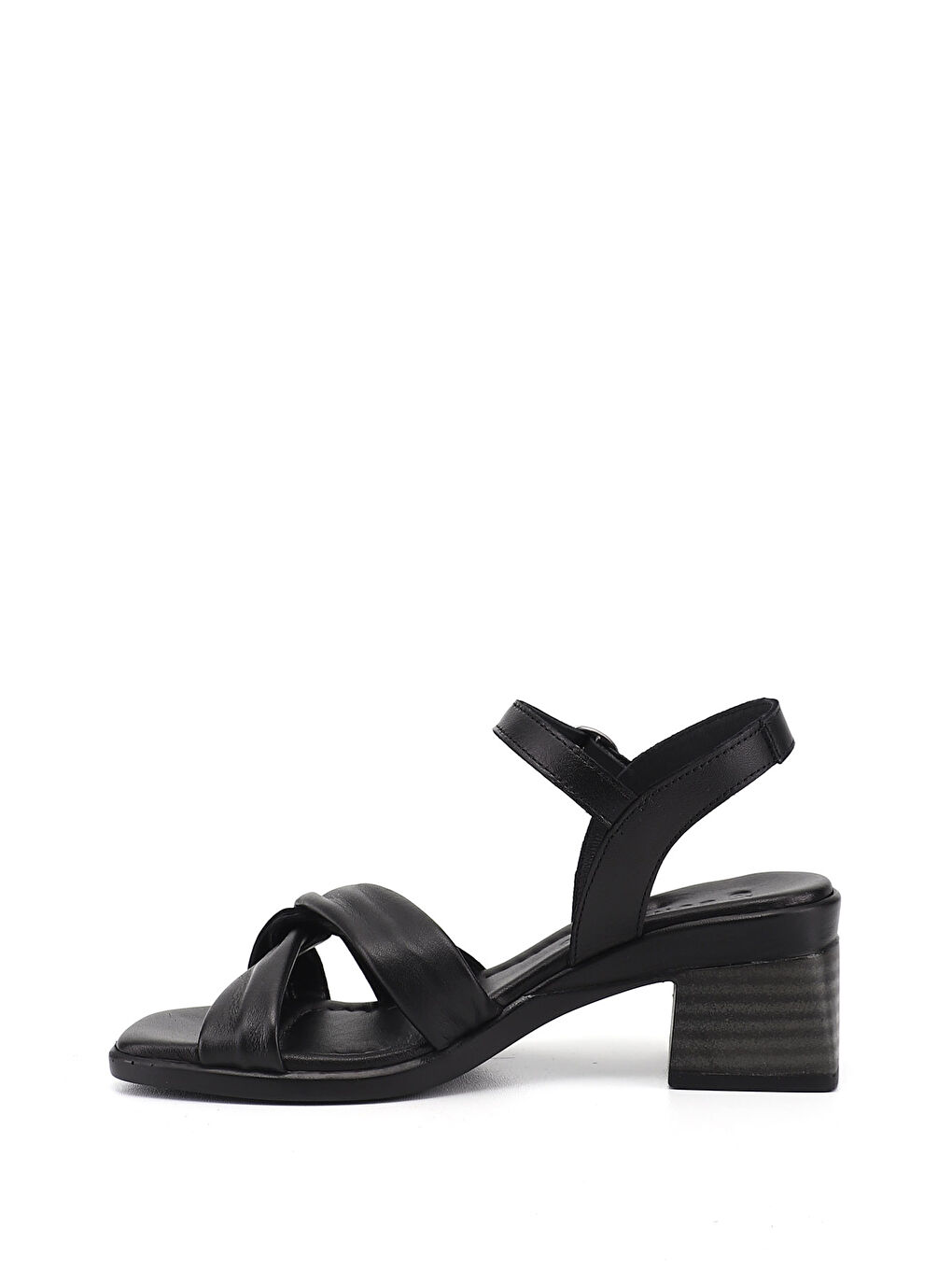 Siyah Kadın SİYAH Bilek Bağlı Kalın Topuklu Hakiki Deri Sandalet-3