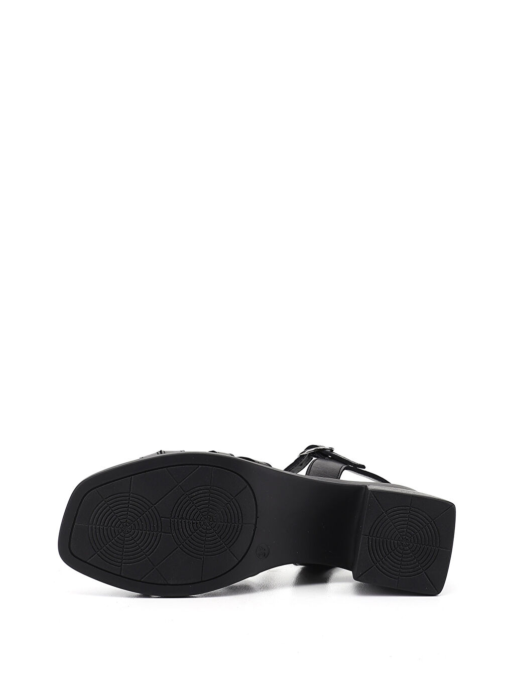 Siyah Kadın SİYAH Bilek Bağlı Kalın Topuklu Hakiki Deri Sandalet-4