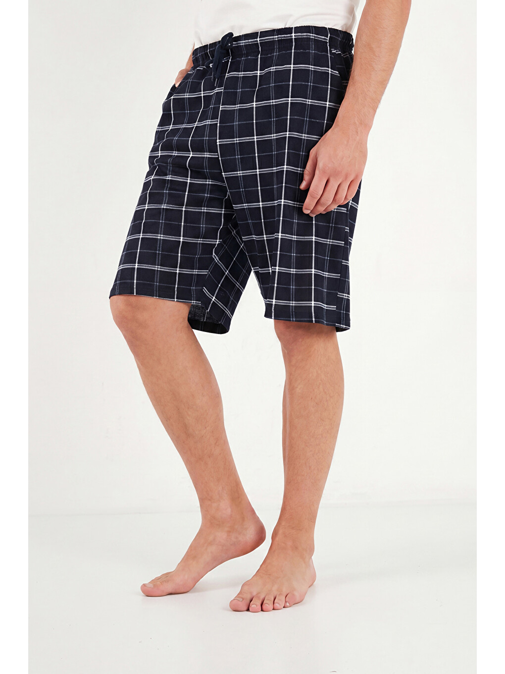 Lacivert Pamuklu Regular Fit Bağlamalı Cepli Pijama Şort 6574004-4