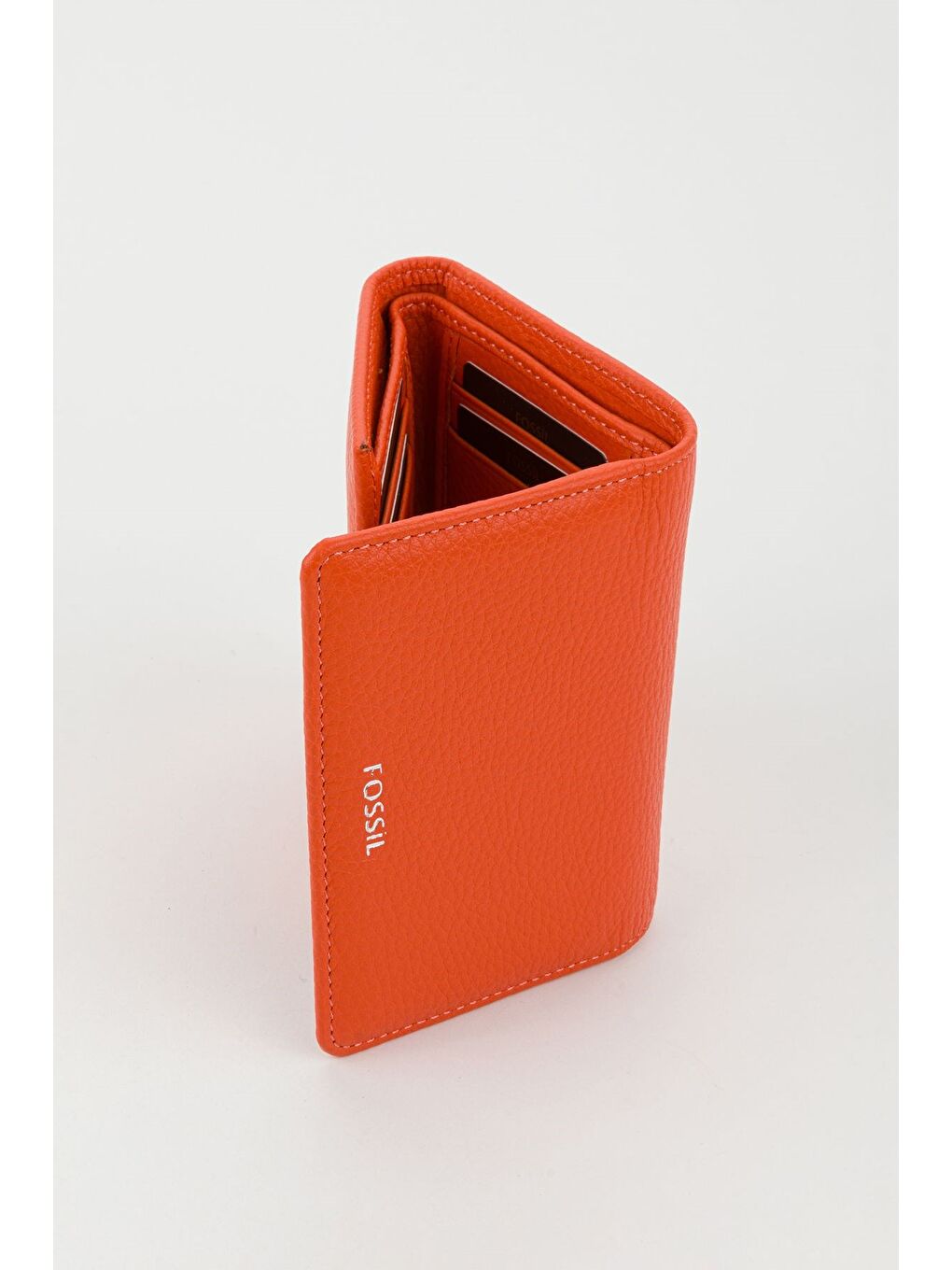 Turuncu Kutulu Hakiki Deri Buz Mavi Kadın El Portföyü Kartlık Cüzdan-3