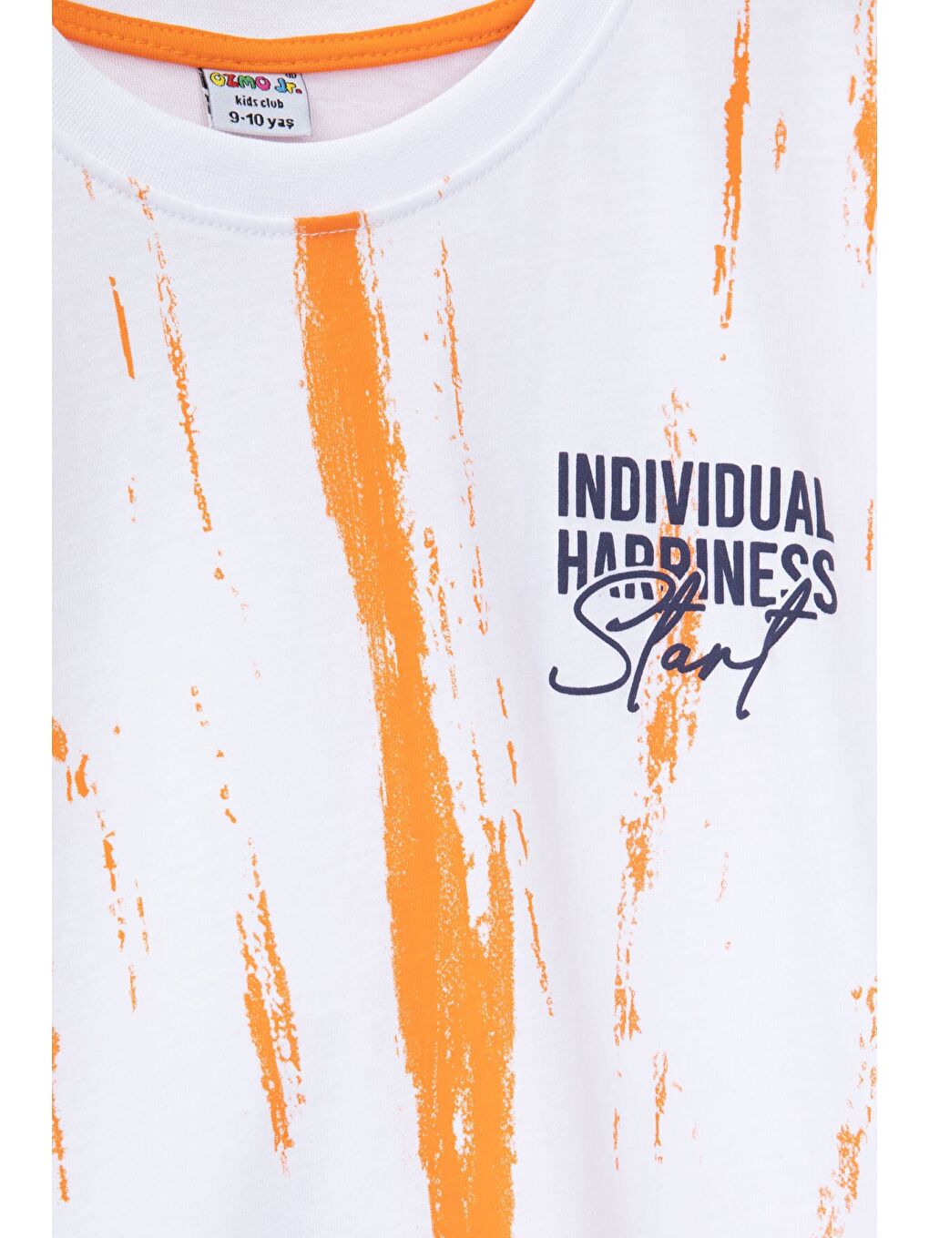 Turuncu Desenli Tişörtlü Erkek Çocuk Yazı Baskılı Şortlu Takım 23788-2