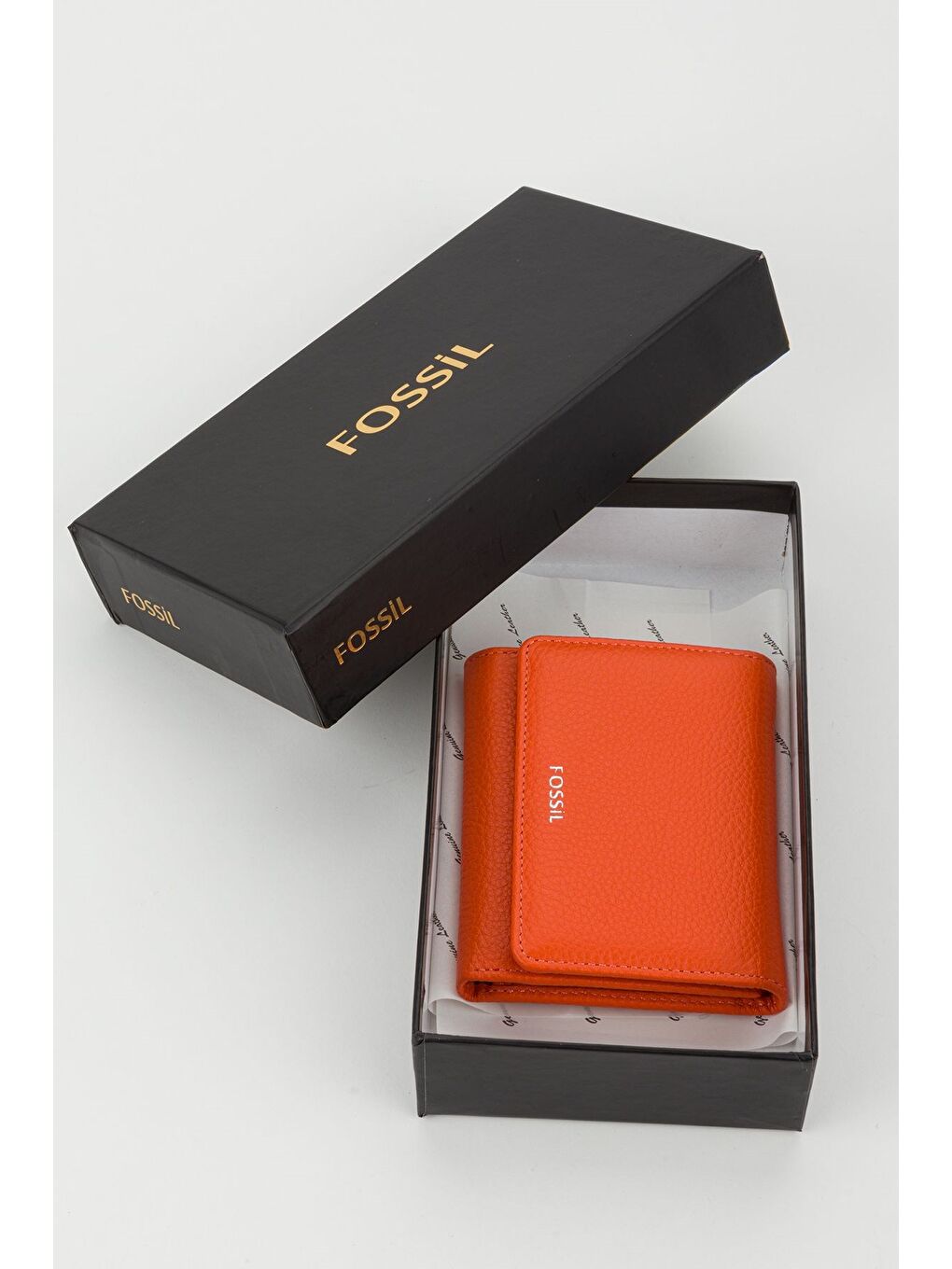 Turuncu Kutulu Hakiki Deri Buz Mavi Kadın El Portföyü Kartlık Cüzdan-5