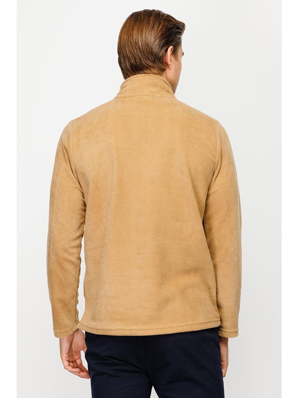 Bej Erkek Camel Yarım Fermuar Polar-5