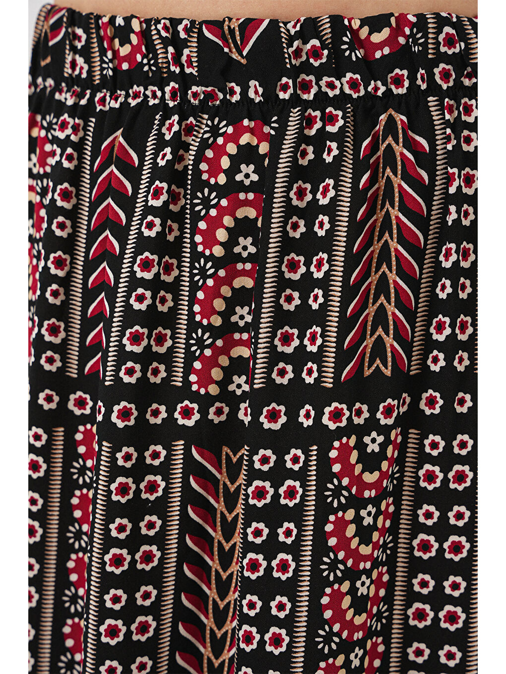 Kadın Desenli Uzun Etek 8053 - Siyah-4