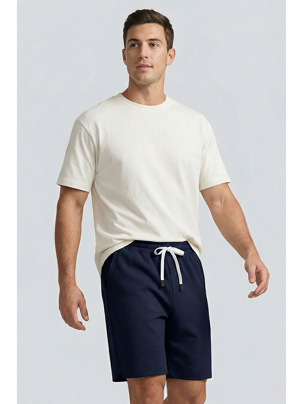 Lacivert Standart Fit Basic Arka Cepli Erkek Şort - 88314-1