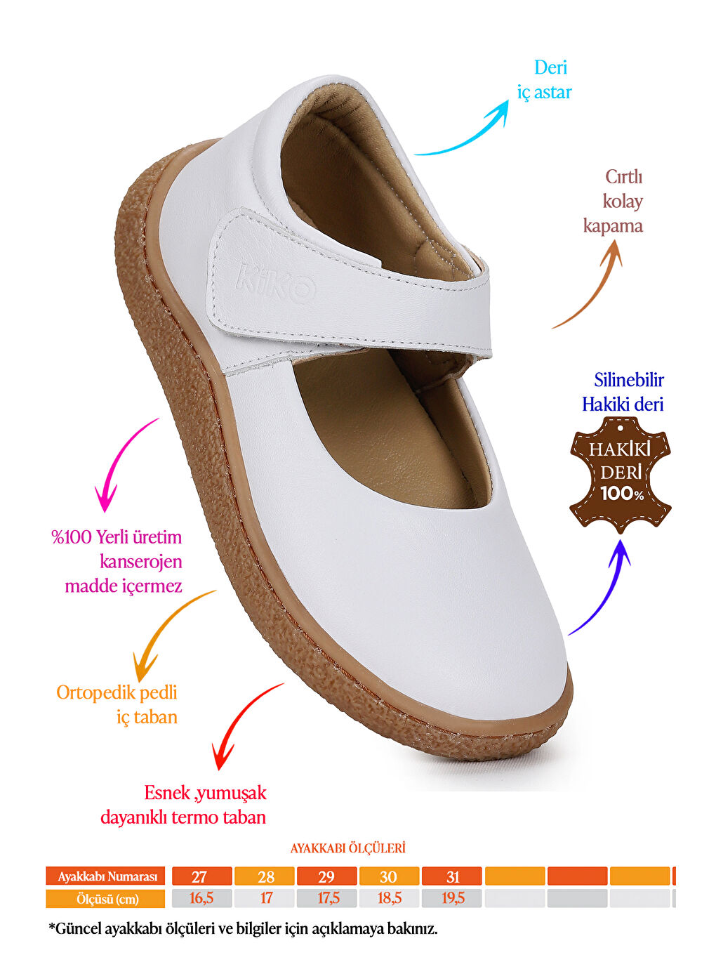 Beyaz Lida %100 Deri Günlük Kız Çocuk Babet Ayakkabı-1