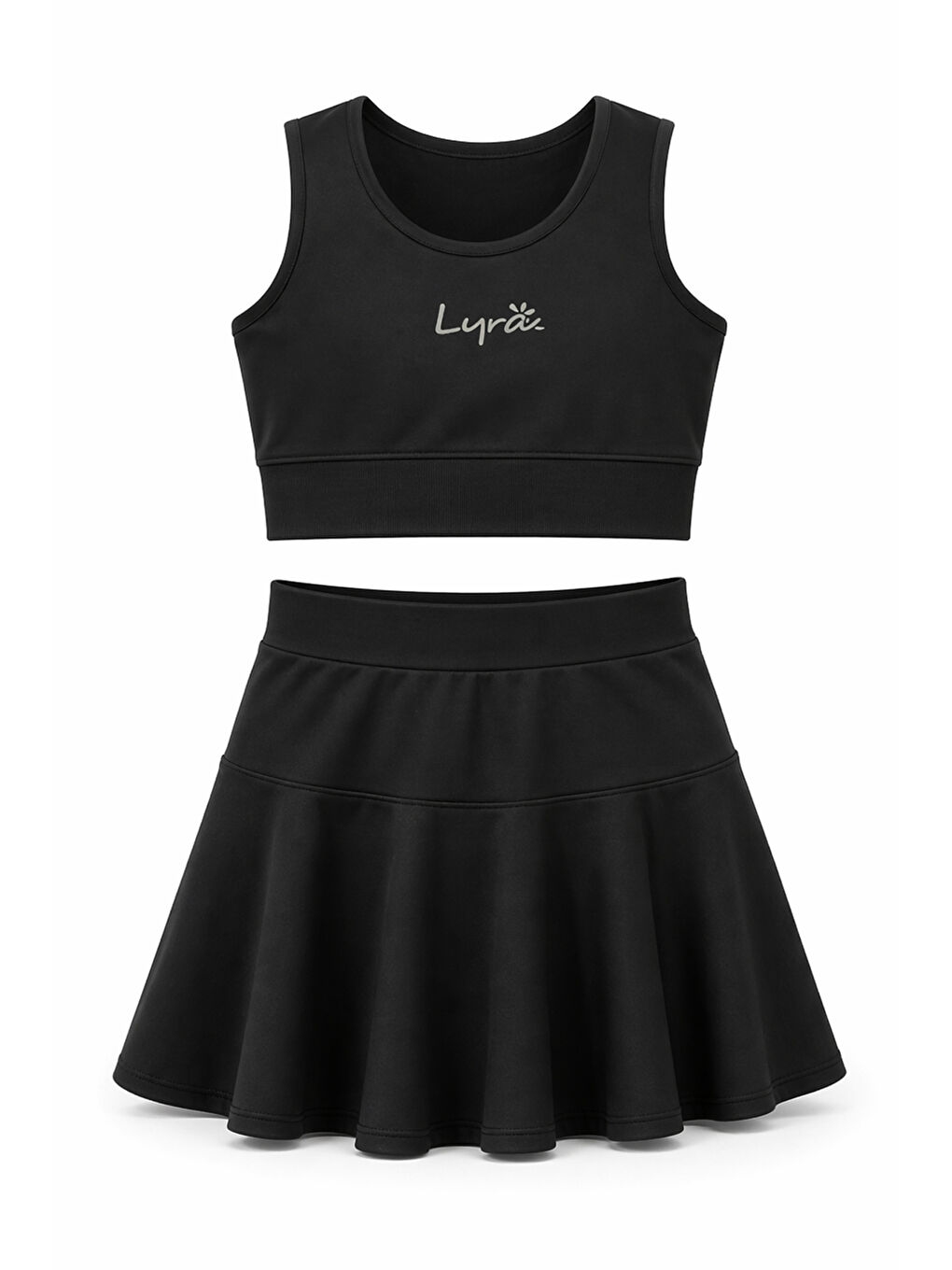 Sıfır Kol Üst Şortlu Etekli Kız Çocuk Yüzücü Mayo 26603 Siyah