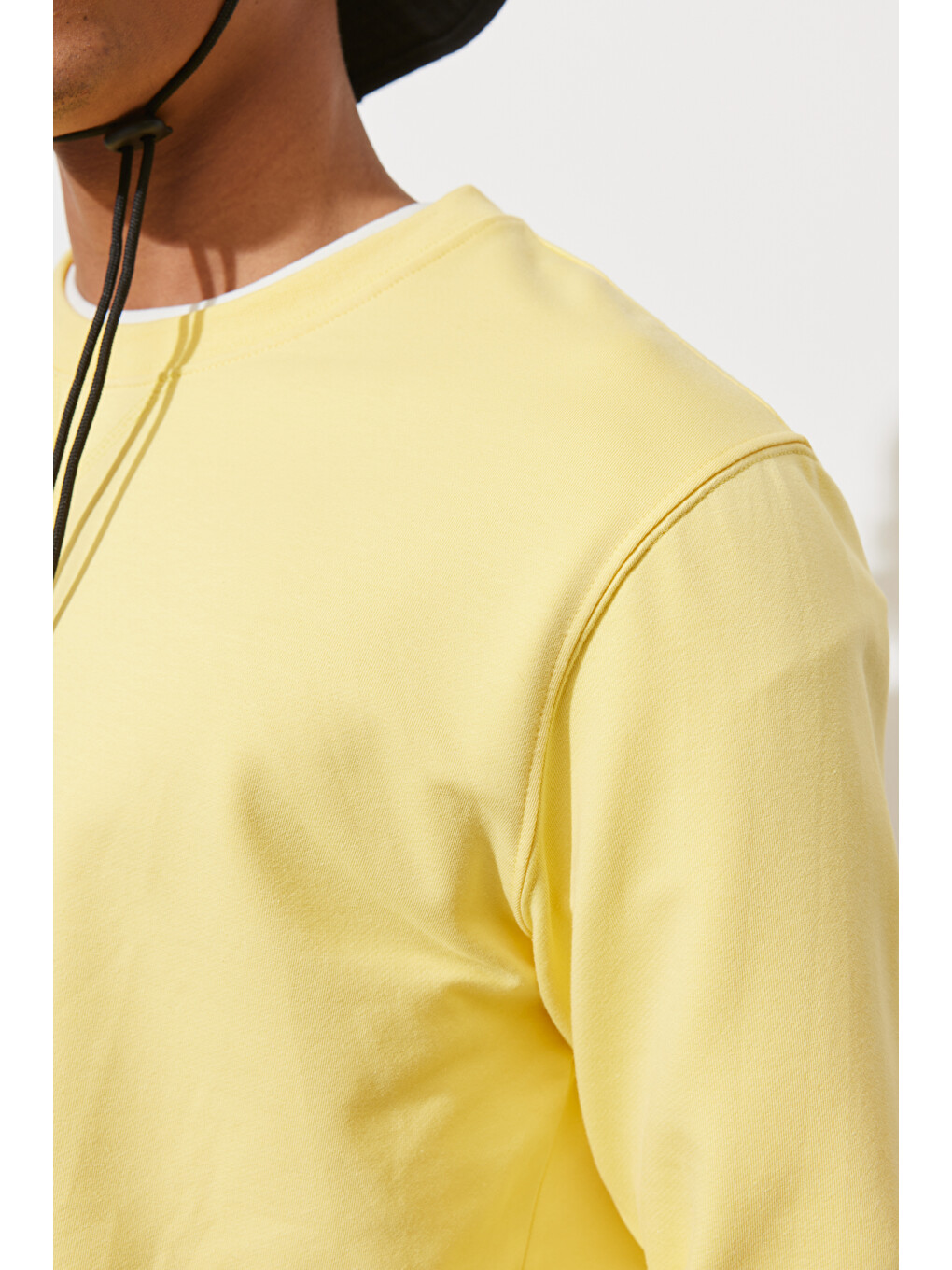 Erkek Sarı Standart Fit Normal Kesim Bisiklet Yaka Sweatshirt-3