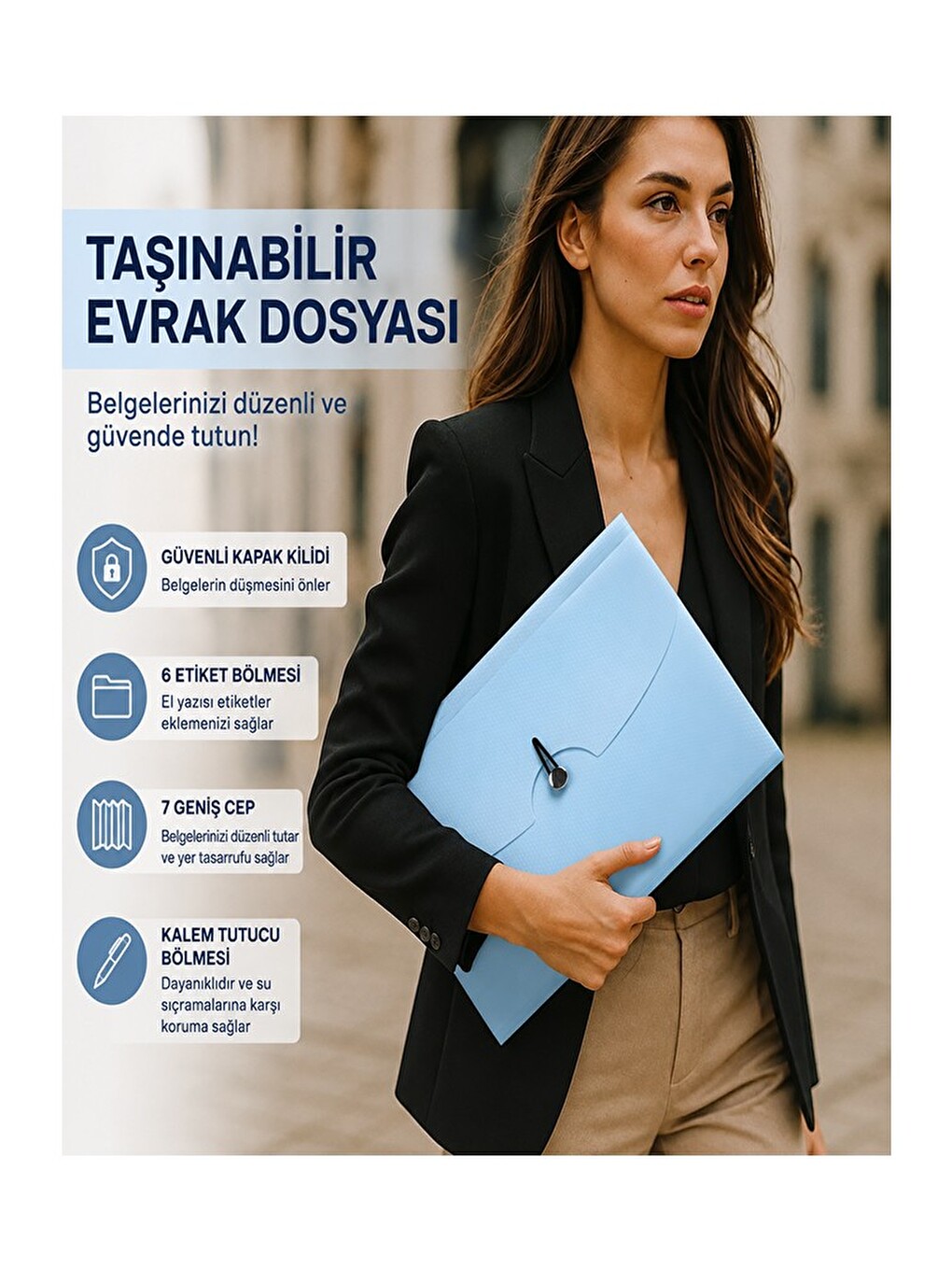 Körüklü Dosya 13 Bölmeli Pastel Lila 1 Adet A4 Akardiyon Dosya Düzenleyici 13 Cepli Lastikli Dosya B-4