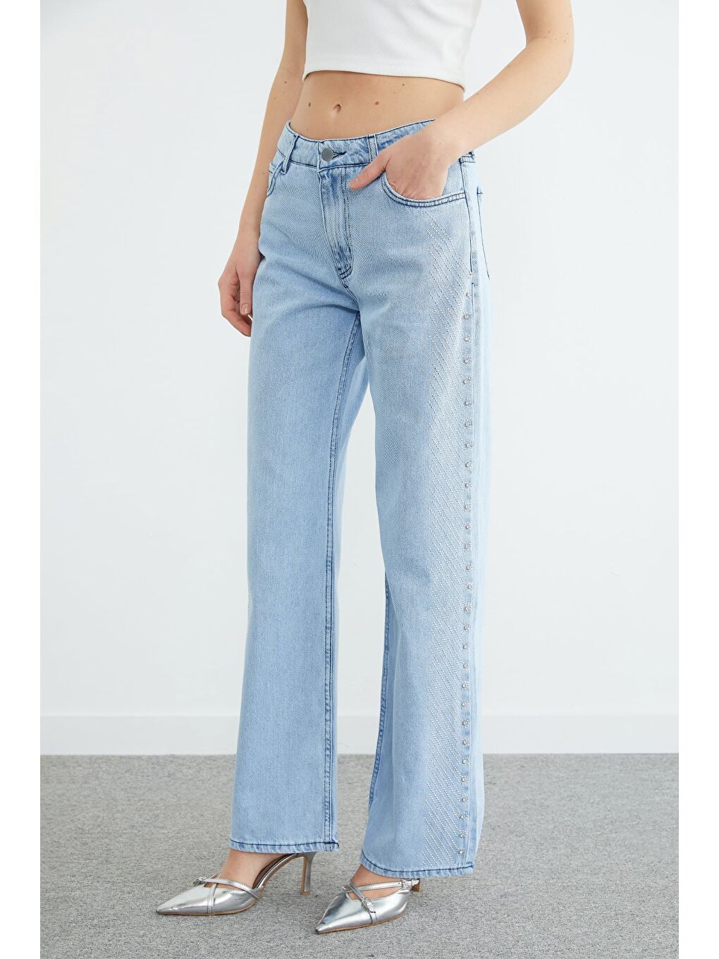 Mavi Taş İşlemeli  Palazzo Jean-1