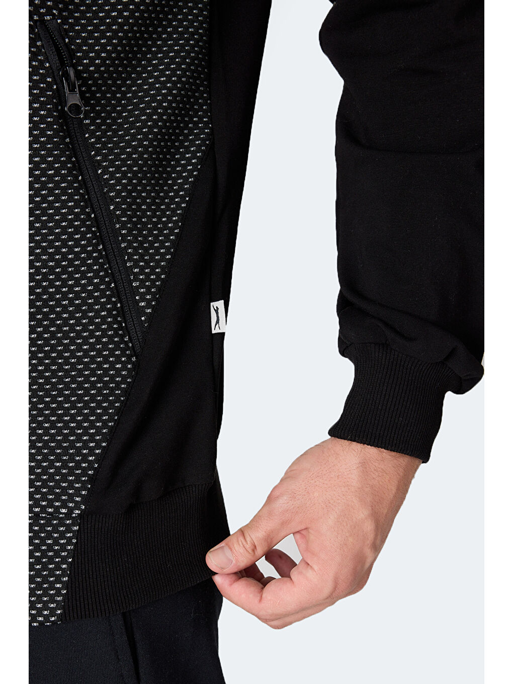 FLAME Erkek Kapüşonlu Cepli Siyah Sweatshırt-4