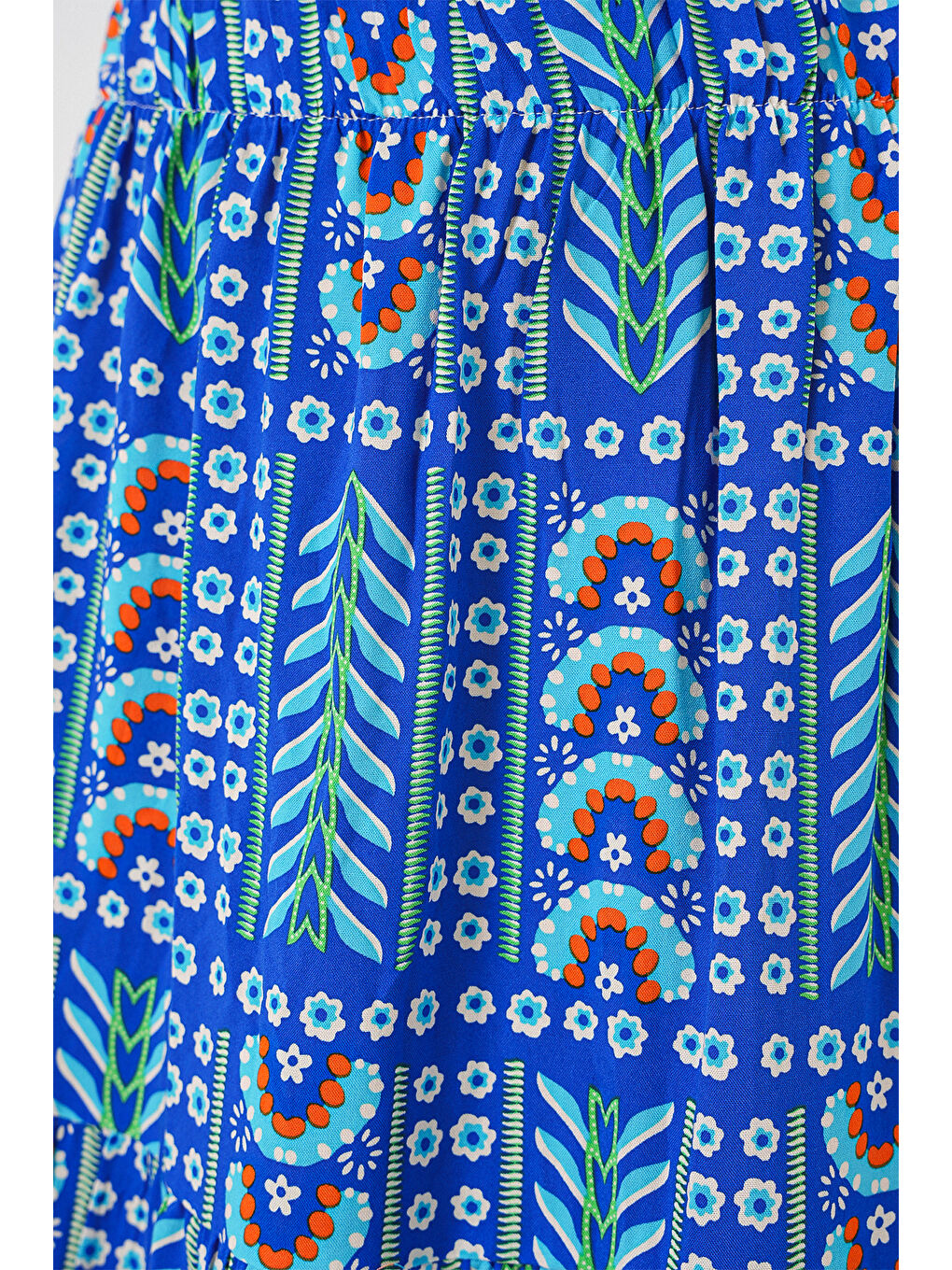 Mavi Kadın Desenli Uzun Etek 8053 - Saks-4