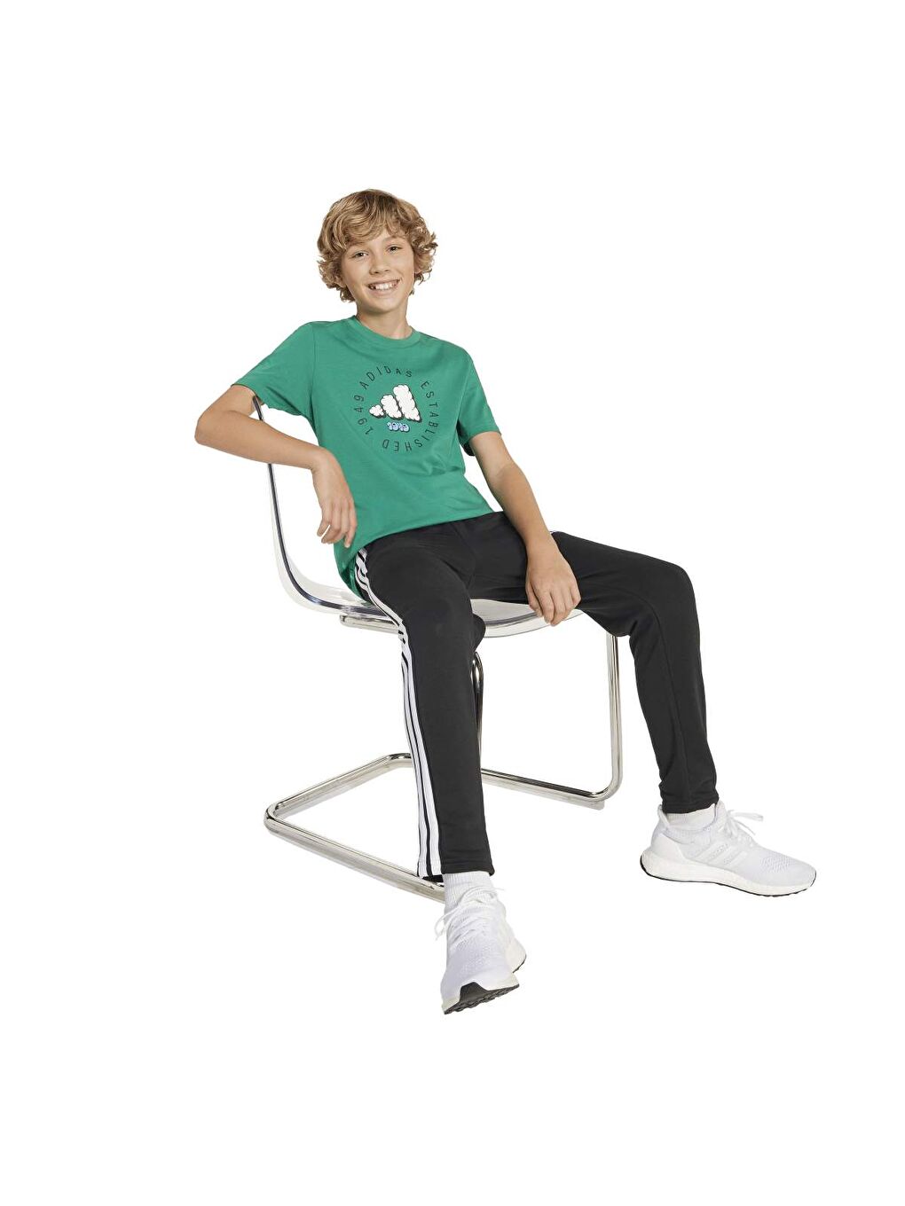 Fun Graphic Çocuk Yeşil Yuvarlak Yaka Tişört-4