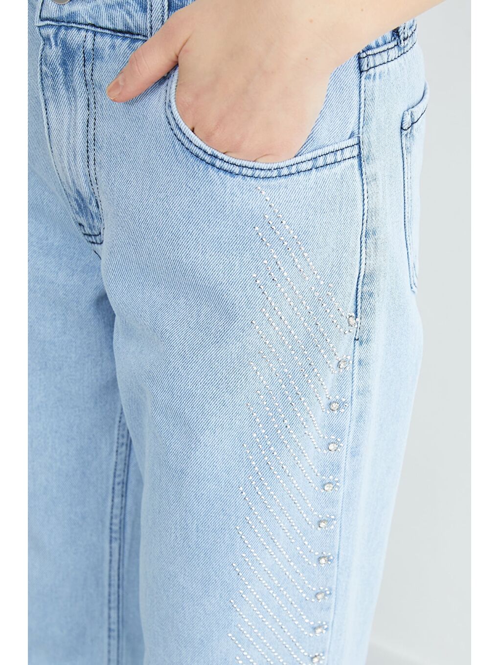 Mavi Taş İşlemeli  Palazzo Jean-2